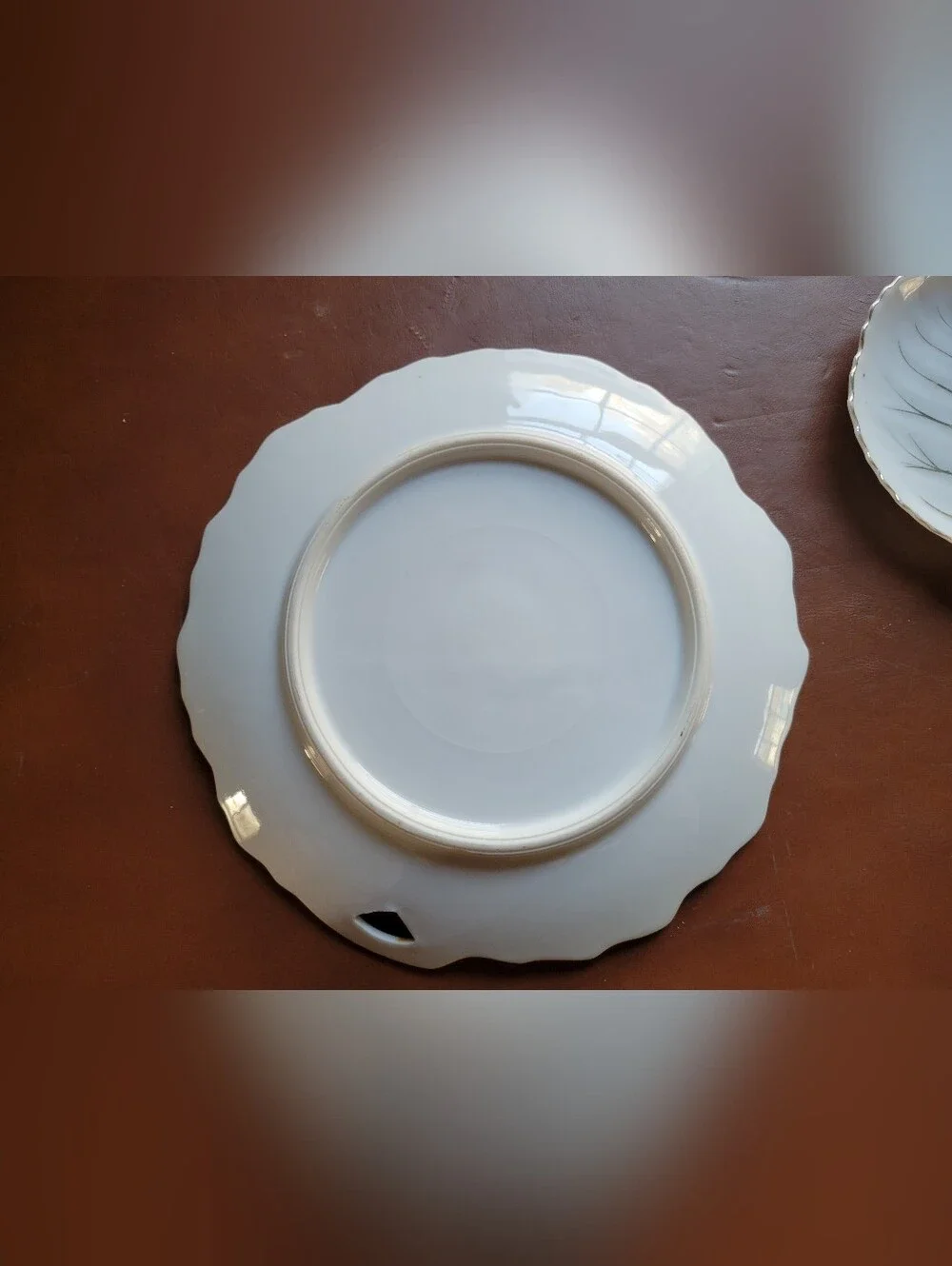 Vintage Japan Leaf Shaped Rose Flower Gold Accent Plate And Small Plate